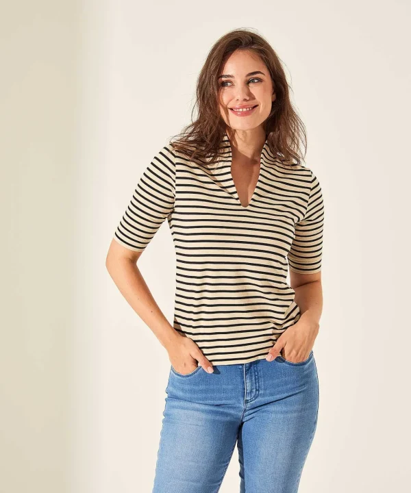 Tulip Shirt Short Sleeve Breton Stripe** Hot