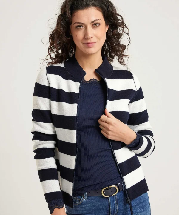Zipper Cardigan Blockstripe** Outlet