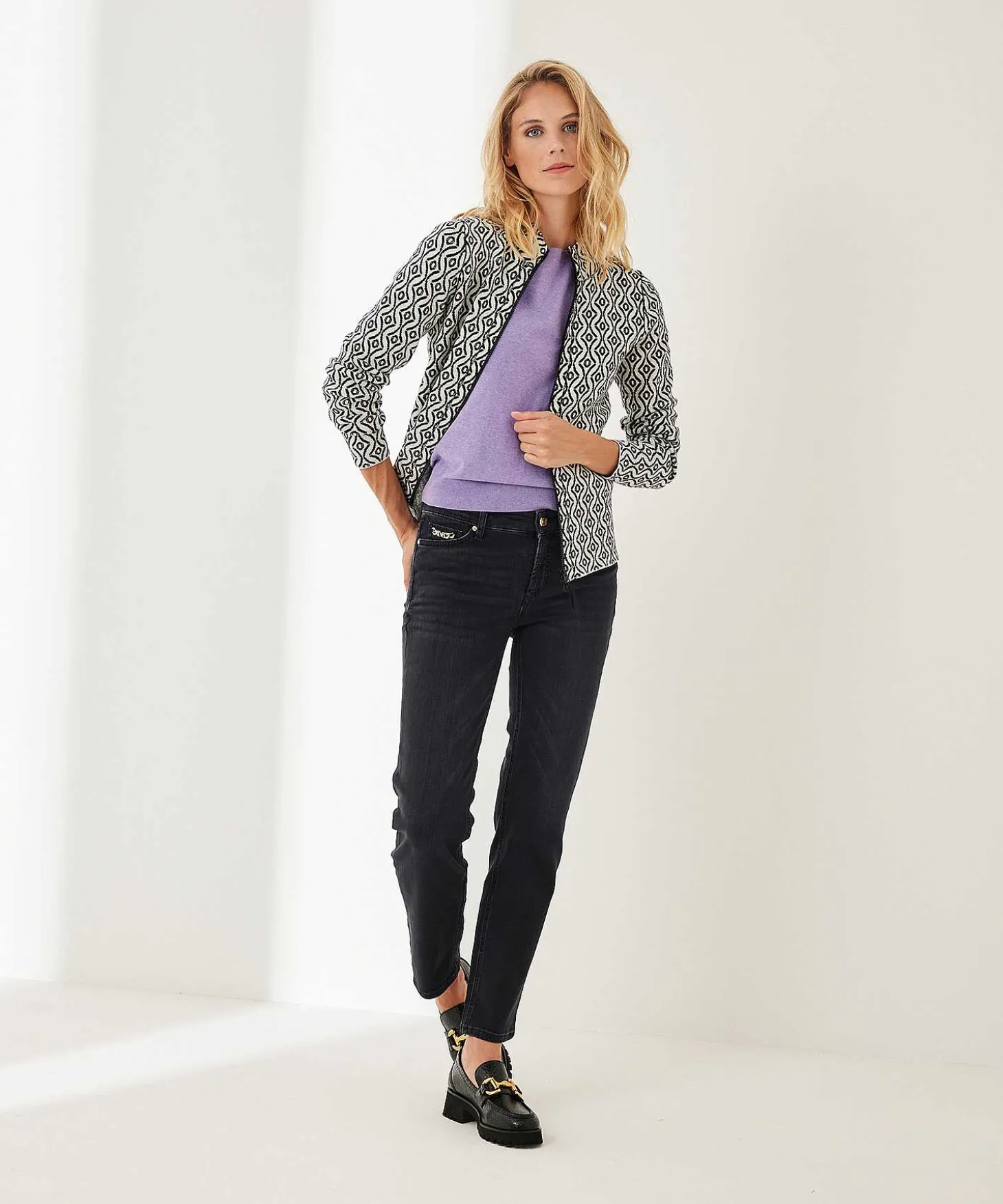 zipper_cardigan_jacquard_3.webp Zipper Cardigan Jacquard Print Retro** Cheap